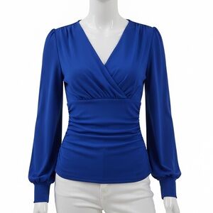 • Elegant Blue Women's Wrap Top •